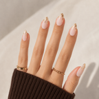 Gold Leaf Almond Medium Press-On Nails — Nude French
