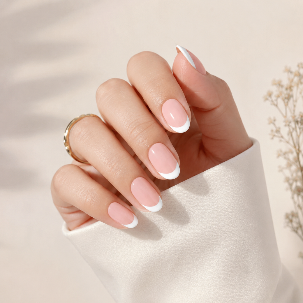 Cloud Kiss Oval short Press-On Nails — Micro French