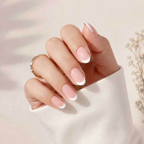 Cloud Kiss Oval short Press-On Nails — Micro French