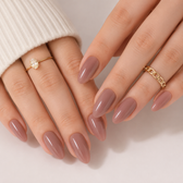 Cocoa Muse Almond Medium Press-On Nails — Glossy Mocha Brown