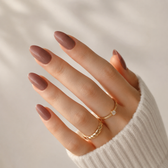 Cocoa Muse Almond Medium Press-On Nails — Glossy Mocha Brown