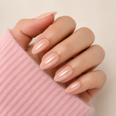 Champagne Glow Almond Medium Press-On Nails — Glazed Soft Nude