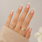 Golden Grace Almond Medium Press-On Nails — Gold French Tips