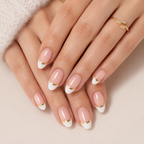 Golden Grace Almond Medium Press-On Nails — Gold French Tips