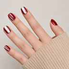 Ruby Eclipse Natural Short Press-On Nails — Burgundy Cat-Eye