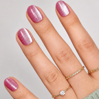 Rosy Aurora Natural Extra Short Press-On Nails — Pink Cat-Eye