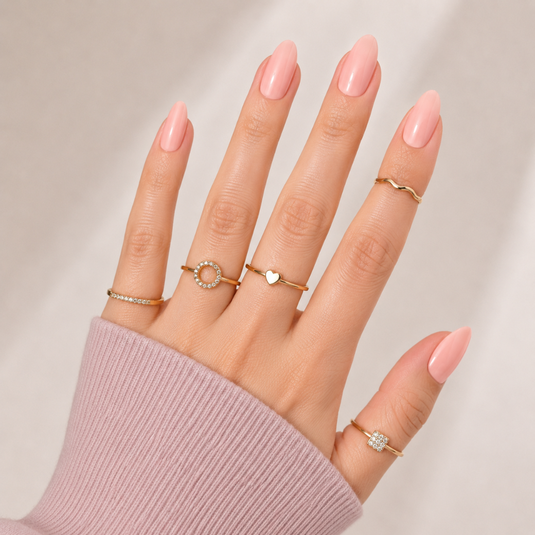 Peach Sorbet Almond Medium Press-On Nails — Glossy Soft