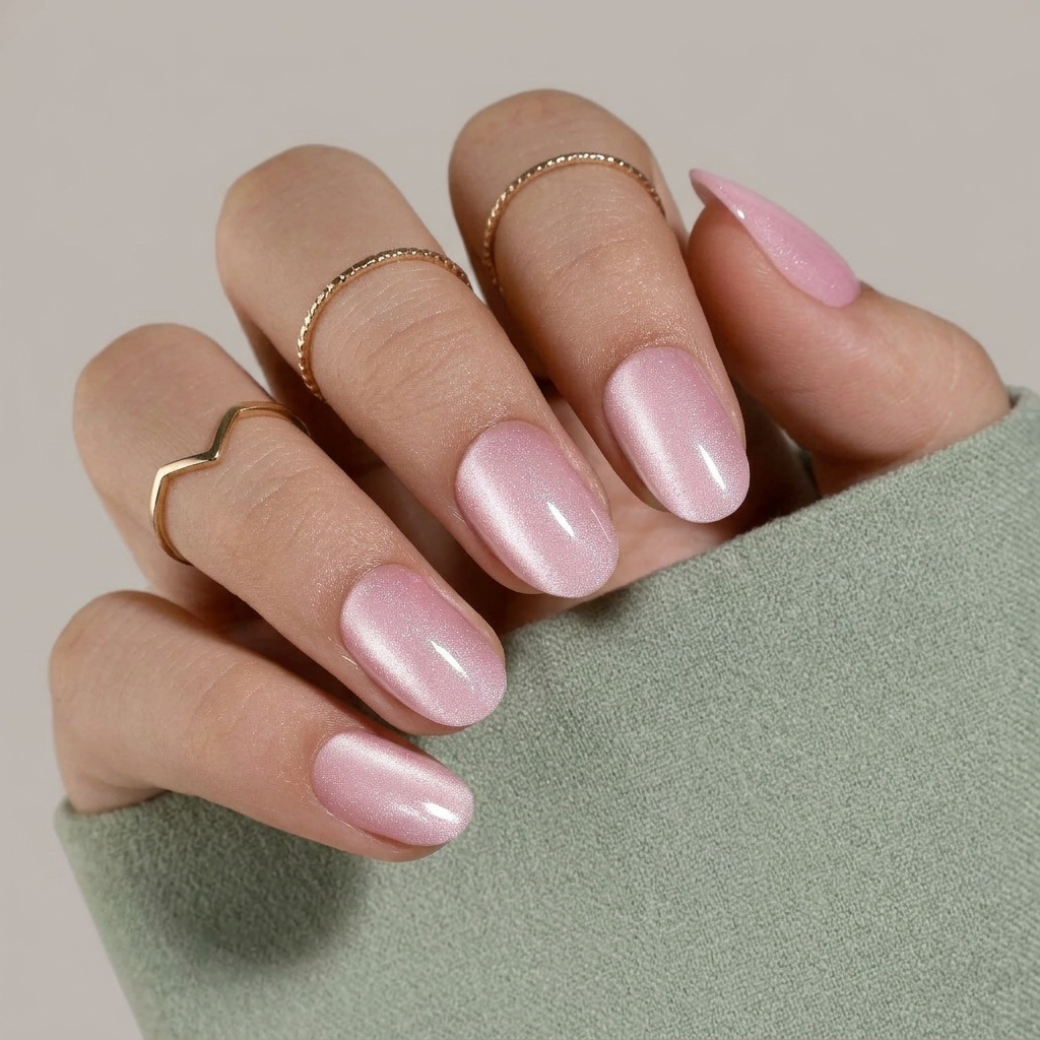 Rose Glow Almond Medium Press-On Nails — Glazed Pink
