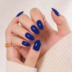 Midnight Sapphire Short Oval Press-On Nails — Glossy Royal Blue