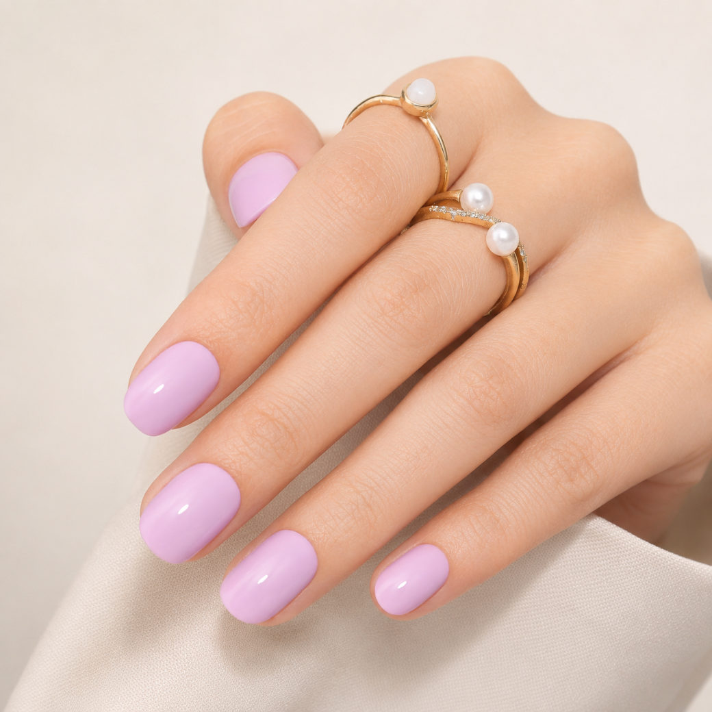 Lavender Bloom Natural Extra Short Press-On Nails — Glossy Lilac