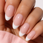 Pure Muse Almond Medium Press-On Nails — Classic White French