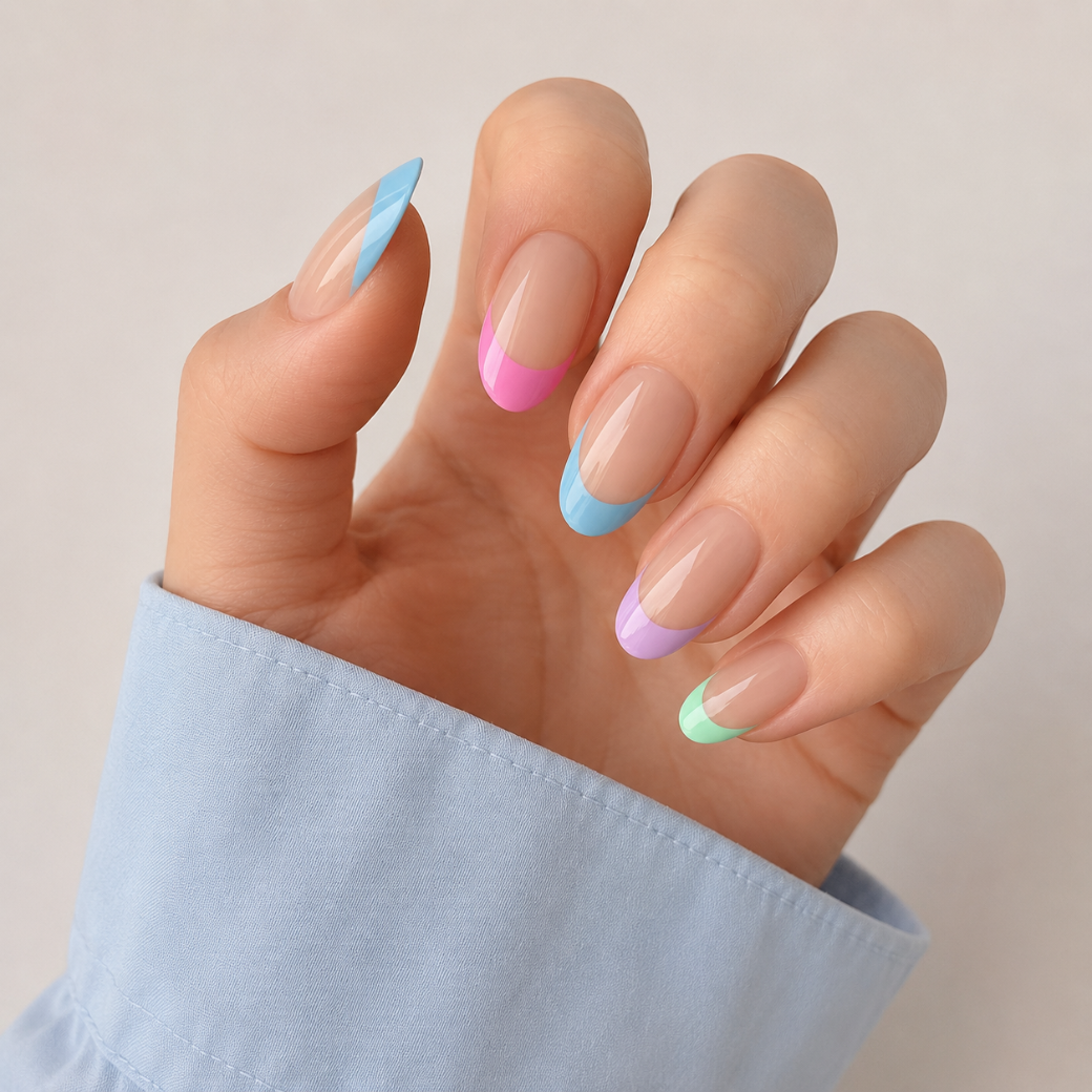 Pastel Parade Oval Short Press-On Nails — Glossy French
