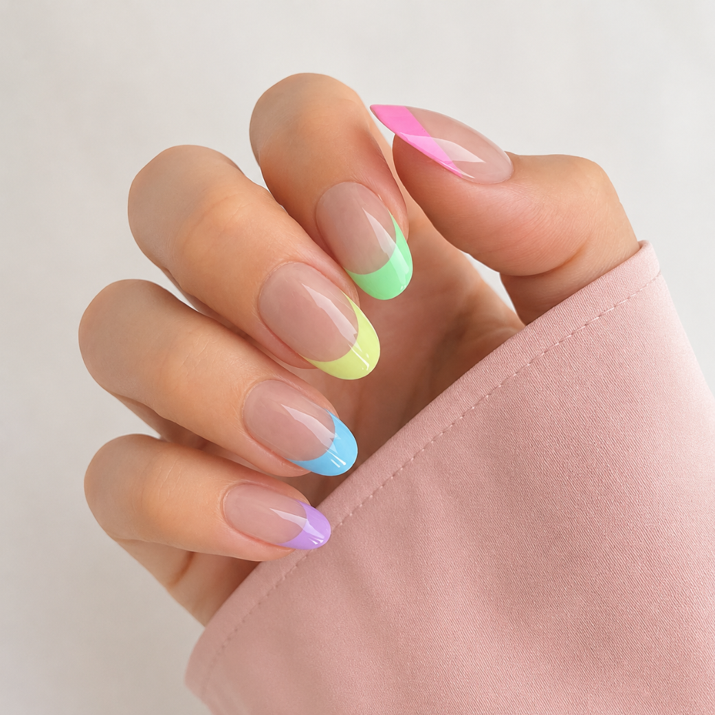 Pastel Parade Oval Short Press-On Nails — Glossy French