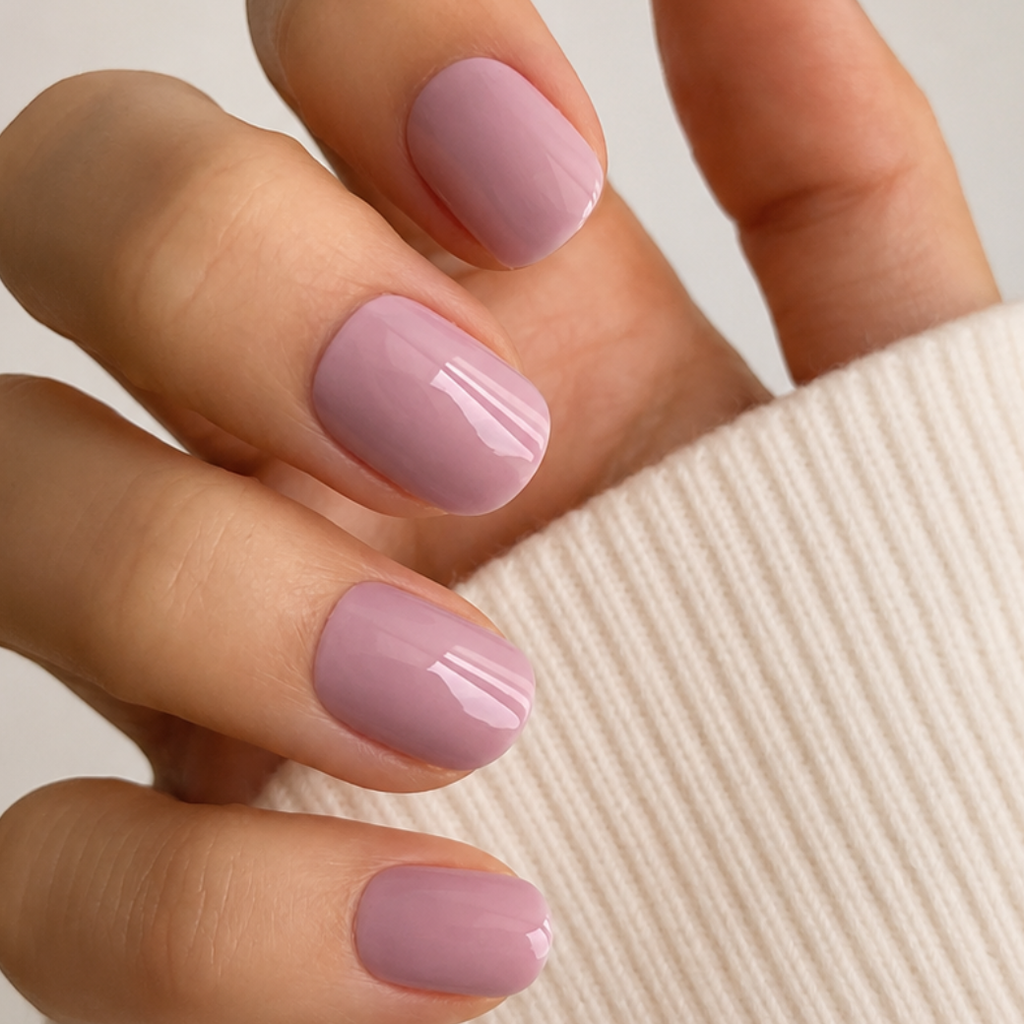 Orchid Bloom Natural Extra Short Press-On Nails — Glossy Soft Mauve