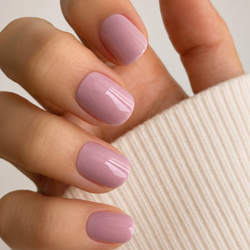 Orchid Bloom Natural Extra Short Press-On Nails — Glossy Soft Mauve