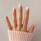 Blush Frost Oval Short Press-On Nails — Milky Pink Ombre
