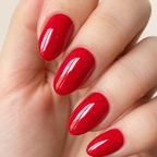 Cherry Crush Oval Short Press-On Nails — Glossy True Red