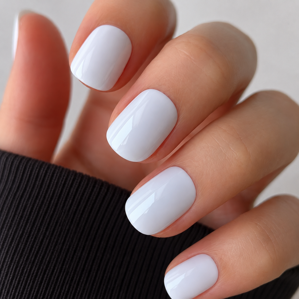 Snow Veil Natural Extra Short Press-On Nails — Glossy Pure White
