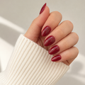 Berry Crush Almond Medium Press-On Nails — Glossy Cherry Red