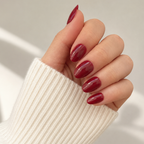 Berry Crush Almond Medium Press-On Nails — Glossy Cherry Red