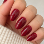 Berry Crush Almond Medium Press-On Nails — Glossy Cherry Red