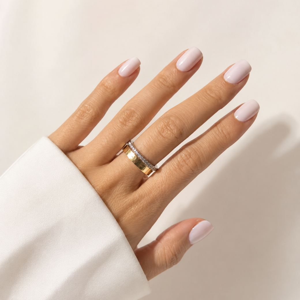 Soft Whisper Square Short Press-On Nails — Glossy Blush Nude