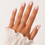 Glossy Petal Oval Short Press-On Nails — Nude Pink