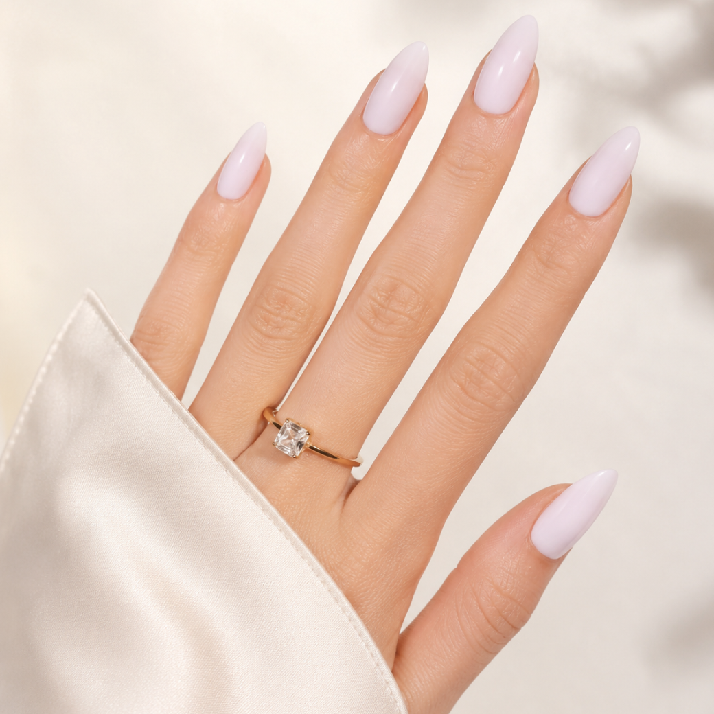 Cloud Blush Almond Medium Press-On Nails — Glossy Nude Pink
