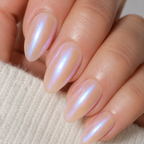 Angel Glow Almond Medium Press-On Nails — Iridescent Nude Pink