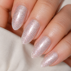 Stardust Almond Medium Press-On Nails — Glitter Champagne