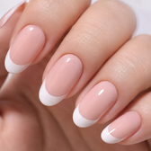 Classic Muse Almond Medium Press-On Nails — Glossy White French