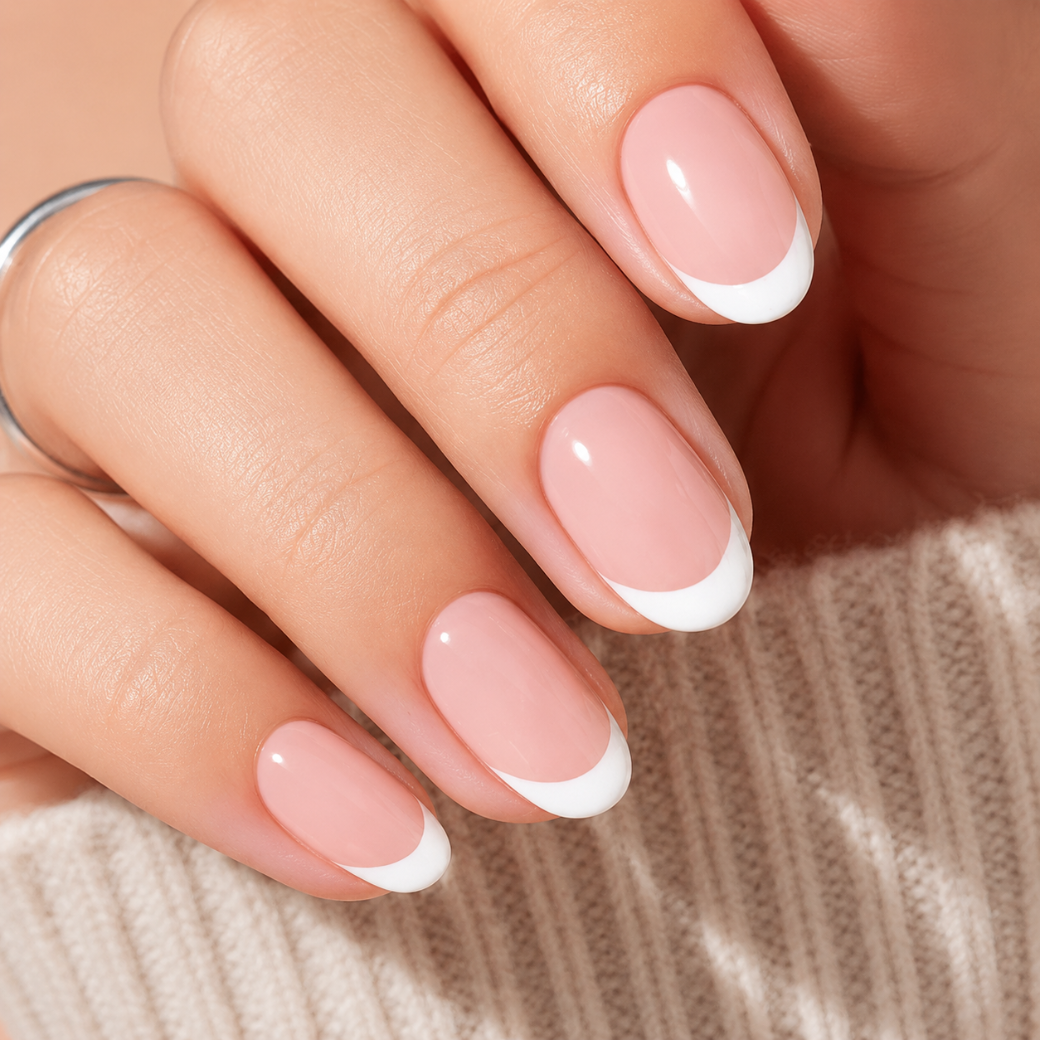 Cloud Kiss Oval short Press-On Nails — Micro French