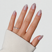 Twinkle Dust Almond Medium Press-On Nails — Glitter Mauve Pink