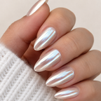 Pearl Veil Almond Medium Press-On Nails — Glossy Nude