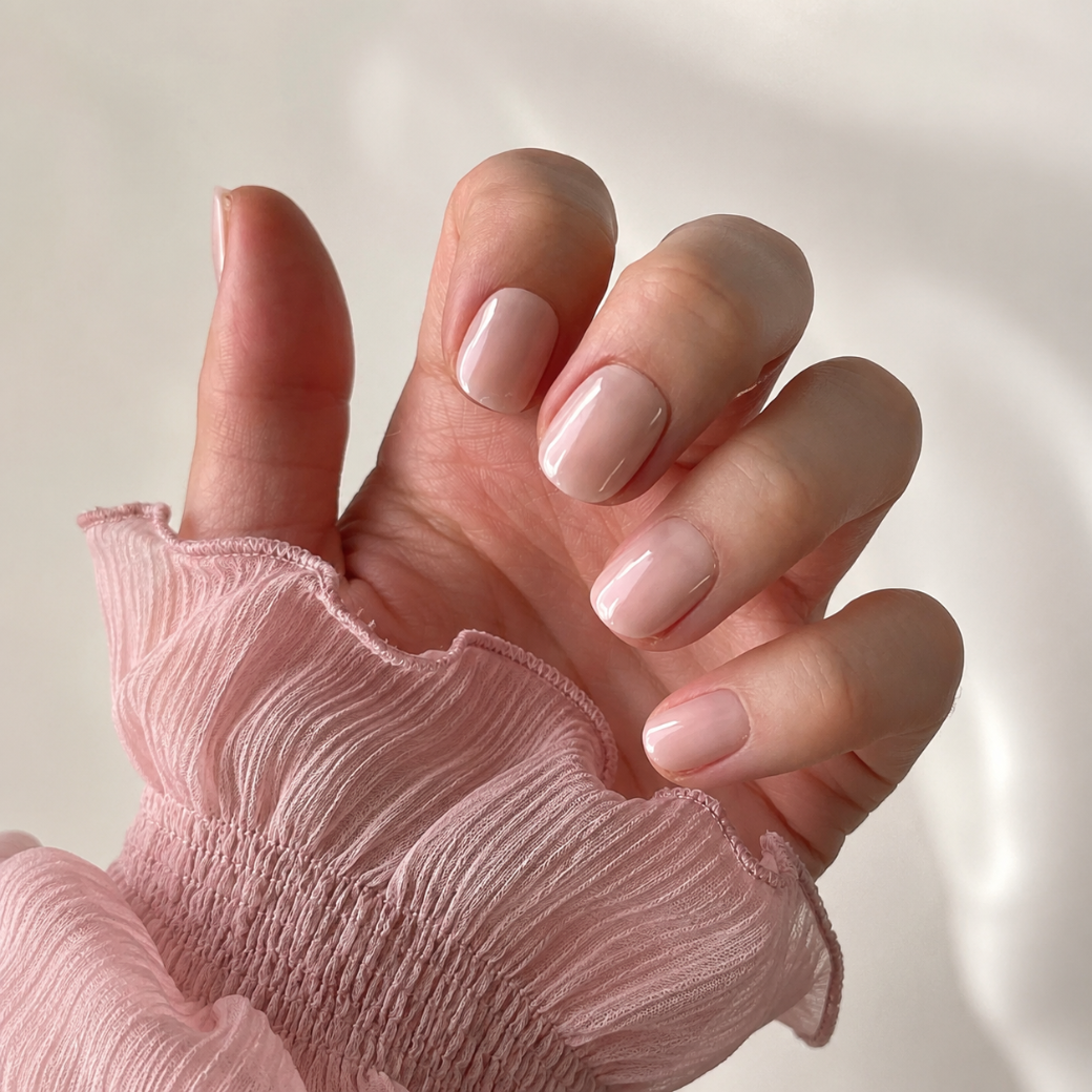 Bare Blush Natural Extra Short Press-On Nails — Glossy Nude Pink