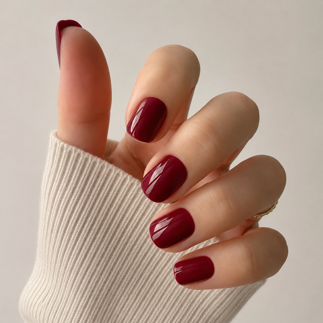 Cherry Crush Natural Extra Short Press-On Nails — Glossy Red