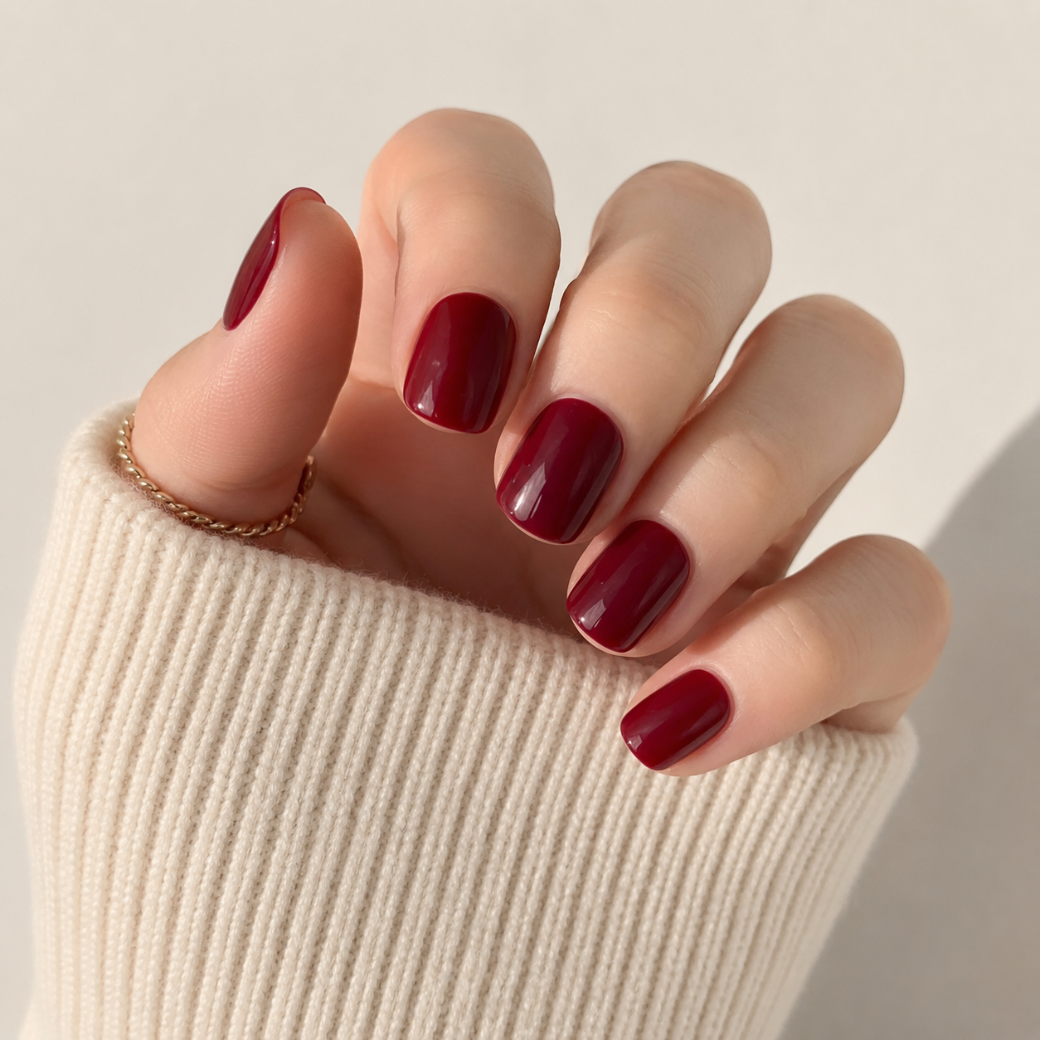 Cherry Crush Natural Extra Short Press-On Nails — Glossy Red