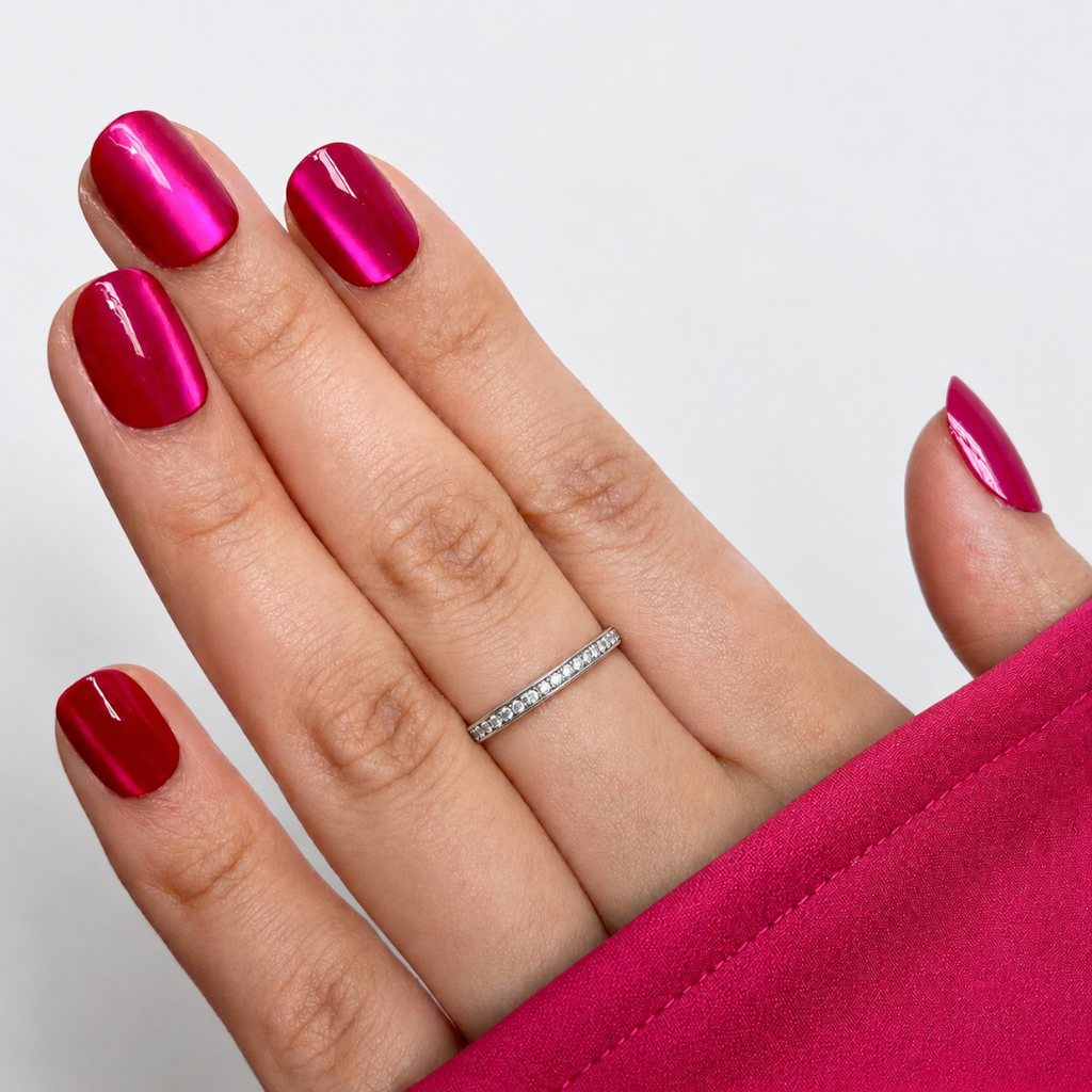 Hot Kiss Natural Extra Short Press-On Nails — Metallic Berry