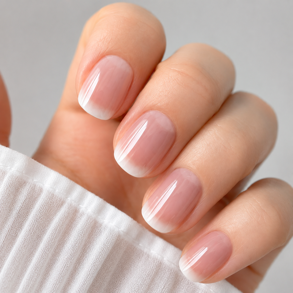 Soft Whisper Natural Extra Short Press-On Nails — Nude French