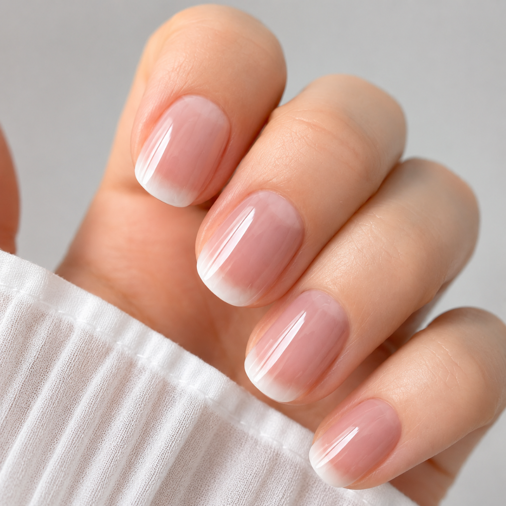 Soft Whisper Natural Extra Short Press-On Nails — Nude French