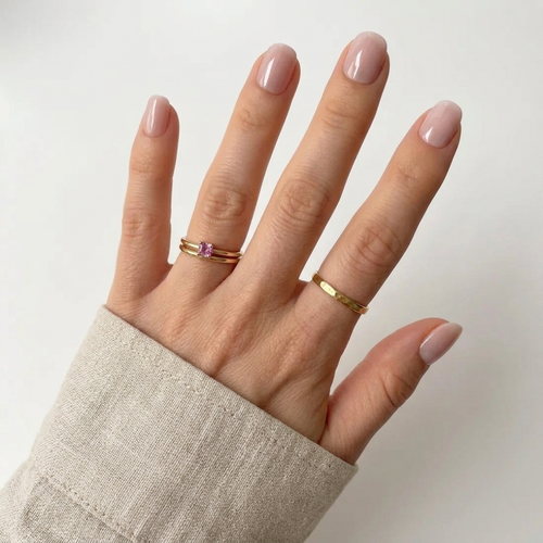 Blush Veil Natural Extra Short Press-On Nails — Glossy Sheer Pink