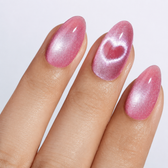 Rose Aura Almond Medium Press-On Nails — Cat-Eye Shimmer
