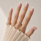 French Affair Square Short Press-On Nails — Glossy Nude