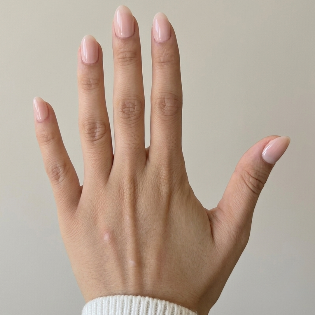 Soft Bloom Oval Short Press-On Nails — Glossy Pink