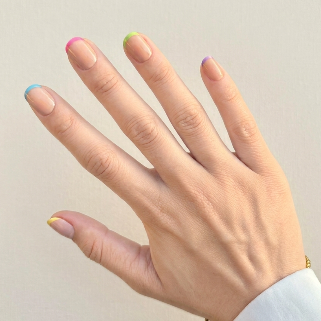 Candy Pop Natural Extra Short Press-On Nails — Pastel French