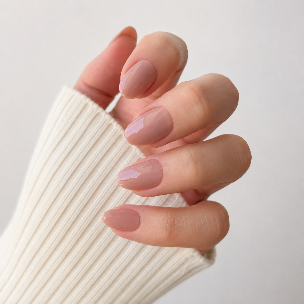 Honey Silk Oval Short Press-On Nails — Beige Nude