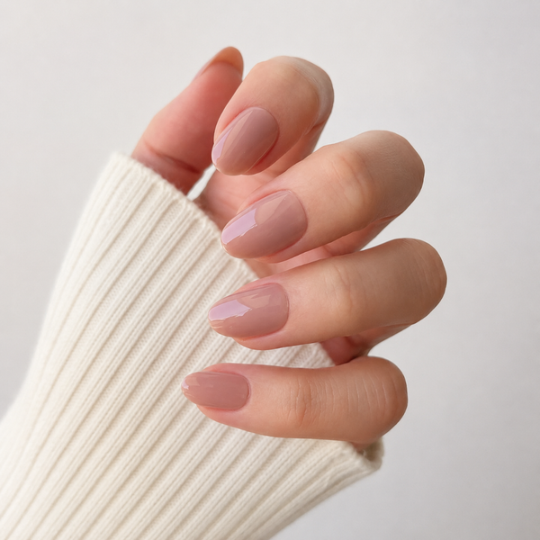 Honey Silk Oval Short Press-On Nails — Beige Nude