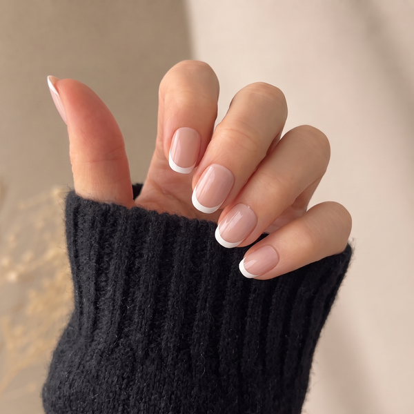 Madeleine press-on nails — worn lifestyle hero