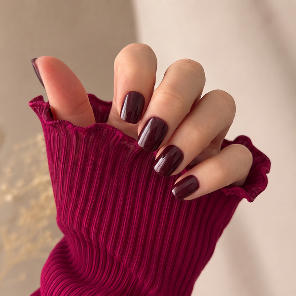 Sour Grape press-on nails — worn lifestyle hero