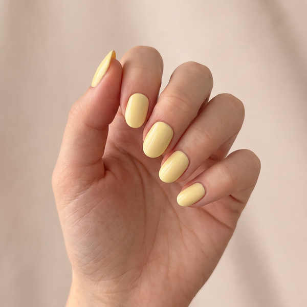 Sunny press-on nails — worn lifestyle hero